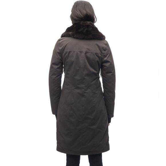 Women's Nobis Lady Taylor Navy/Brown Fur-Collar Coat - Picture 6 of 16